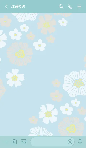 [LINE着せ替え] 白とベージュのお花 斜め10の画像2