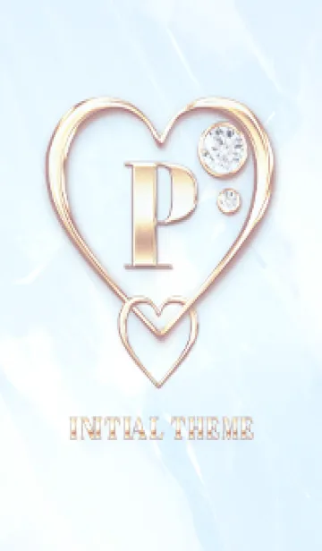 [LINE着せ替え] 【 P 】 Heart Charm & Initial - Blue 1の画像1