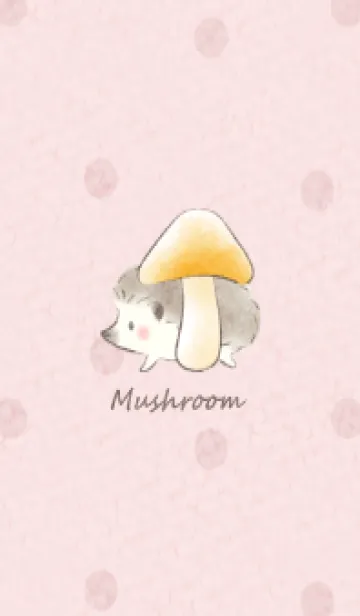 [LINE着せ替え] ハリネズミとキノコ 2 -ピンク- ドットの画像1