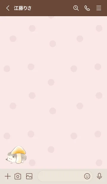 [LINE着せ替え] ハリネズミとキノコ 2 -ピンク- ドットの画像2