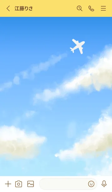 [LINE着せ替え] 飛行機雲と空 黄色の画像2