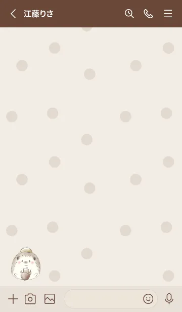 [LINE着せ替え] ハリネズミとどんぐり -ブラウン- ドットの画像2