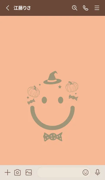 [LINE着せ替え] スマイル＆ハロウィン ライトアプリコットの画像2