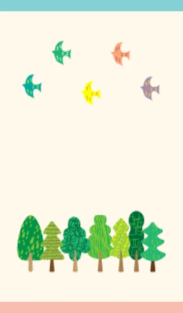 [LINE着せ替え] 北欧風イラスト ピンクと水色の画像1