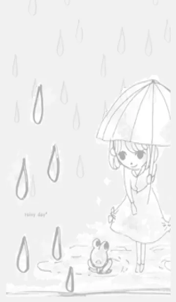 [LINE着せ替え] rainy day Frog&umbrella monochromeの画像1