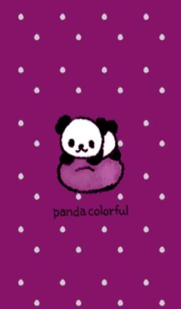 [LINE着せ替え] Panda colorful - purple Polka dots 02の画像1