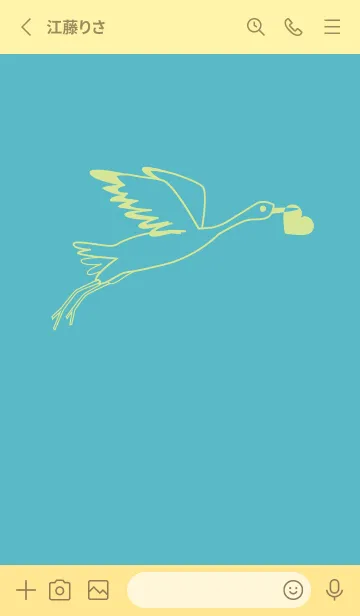 [LINE着せ替え] 鳥とハート 新橋色の画像2