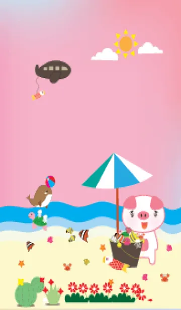 [LINE着せ替え] Pig and Sea theme (JP)の画像1