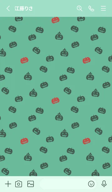 [LINE着せ替え] ハロウィン かぼちゃのシルエット 青緑の画像2