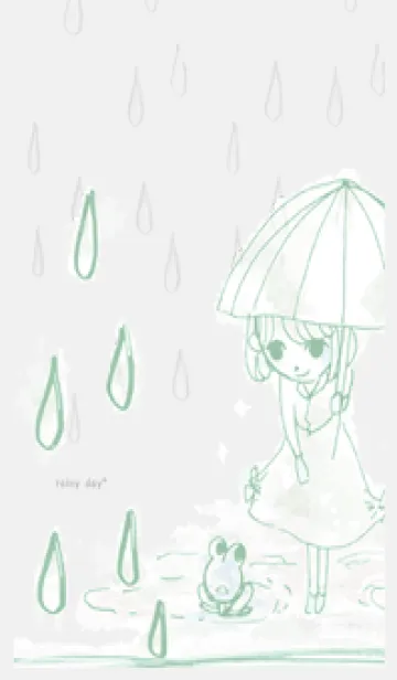 [LINE着せ替え] rainy day* Frog&umbrella 02の画像1