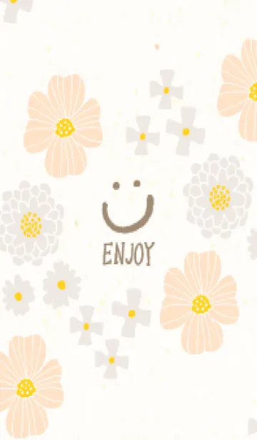 [LINE着せ替え] ベージュとカラフルな花10の画像1