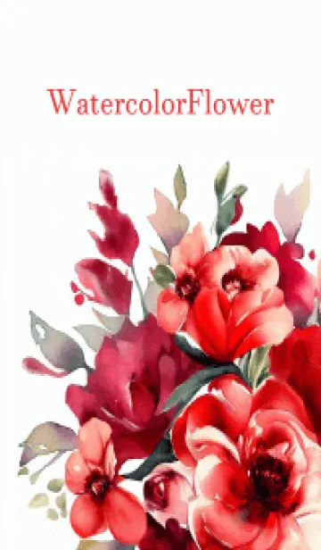 Watercolor Red Flower-hisatoto-36の着せ替えメイン画像