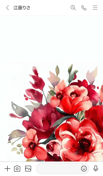 [LINE着せ替え] Watercolor Red Flower-hisatoto-36の画像2