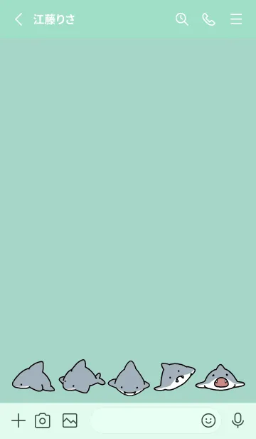 [LINE着せ替え] ミントグリーン : サメ着せ替え.の画像2