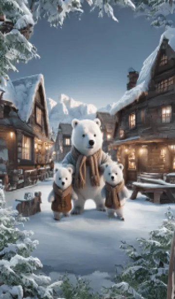 [LINE着せ替え] Cute arctic bear in winterの画像1