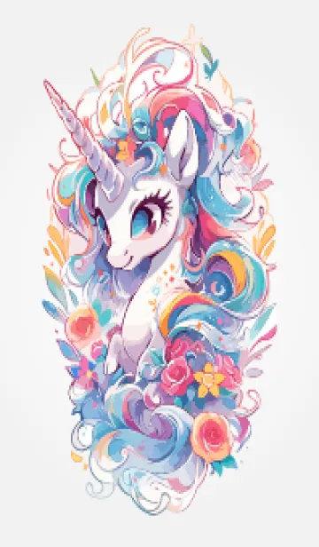 [LINE着せ替え] カラフルなカラフルなユニコーンの画像1