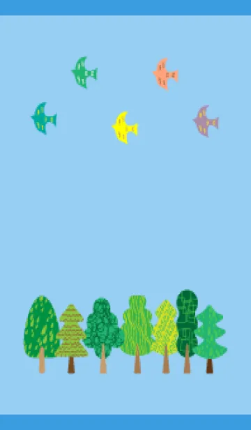 [LINE着せ替え] 北欧風イラスト 青色の画像1