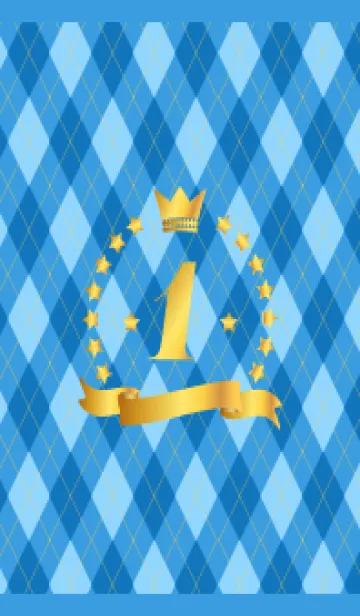 [LINE着せ替え] 優勝の王冠とアーガイル模様 青色の画像1