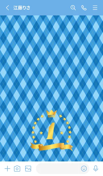 [LINE着せ替え] 優勝の王冠とアーガイル模様 青色の画像2