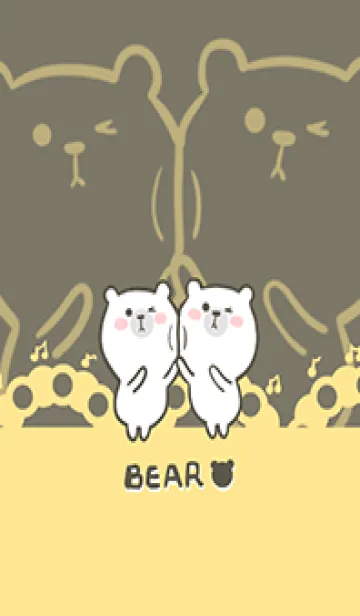 [LINE着せ替え] Dancing Bear-Grey Yellow (Ye5)の画像1