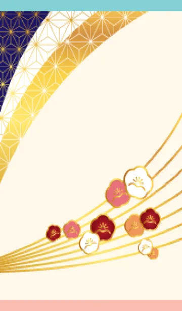 [LINE着せ替え] 和柄と梅 ピンクと水色の画像1