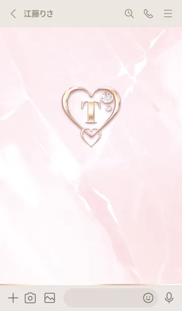 [LINE着せ替え] 【 T 】 Heart Charm & Initial - PBの画像2