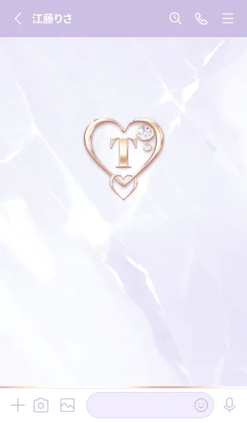 [LINE着せ替え] 【 T 】 Heart Charm & Initial - Purple 1の画像2