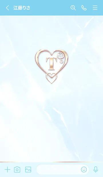 [LINE着せ替え] 【 T 】 Heart Charm & Initial - Blue 1の画像2