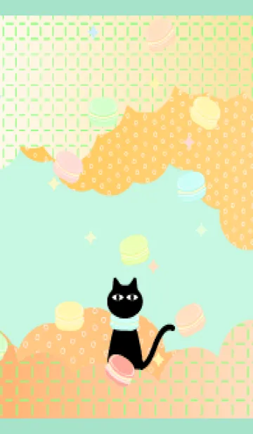 [LINE着せ替え] マカロン猫 青緑の画像1