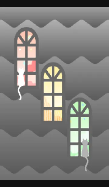 [LINE着せ替え] 窓辺の二匹の猫 黒色の画像1