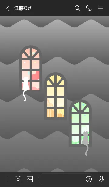 [LINE着せ替え] 窓辺の二匹の猫 黒色の画像2