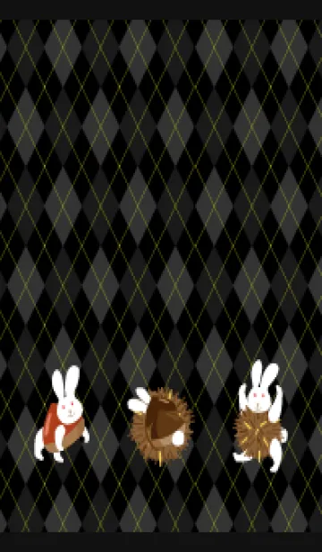 [LINE着せ替え] 栗うさぎとアーガイル 黒色の画像1