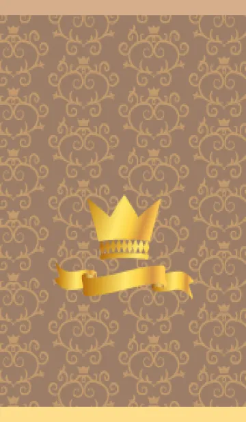 [LINE着せ替え] 洋風の柄と王冠 薄茶と黄色の画像1