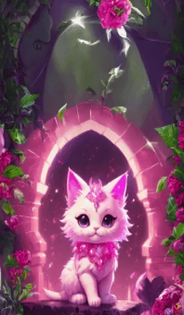 [LINE着せ替え] Cute cat pink egg crystalの画像1