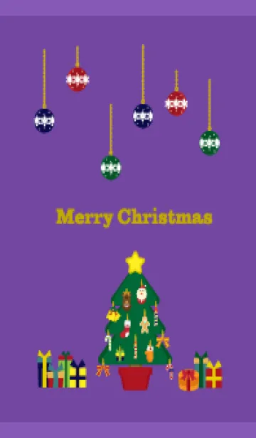 [LINE着せ替え] クリスマスツリーとオーナメント 紫色の画像1