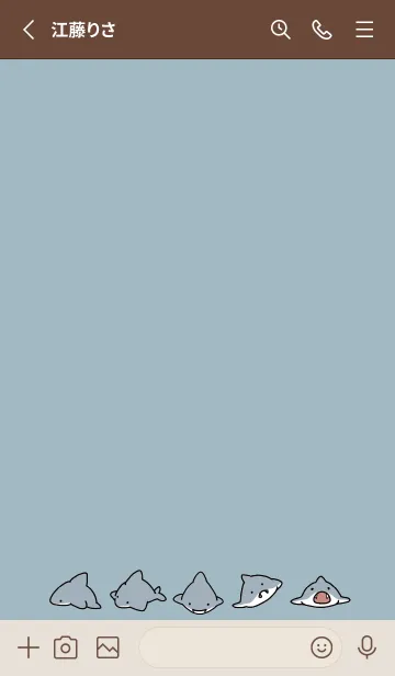 [LINE着せ替え] ベージュと青 : シンプルなサメ.の画像2