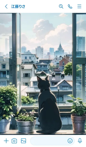 [LINE着せ替え] 窓際の猫と部屋の鉢植えの画像2