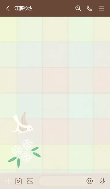 [LINE着せ替え] チェック柄 鳥と花5の画像2