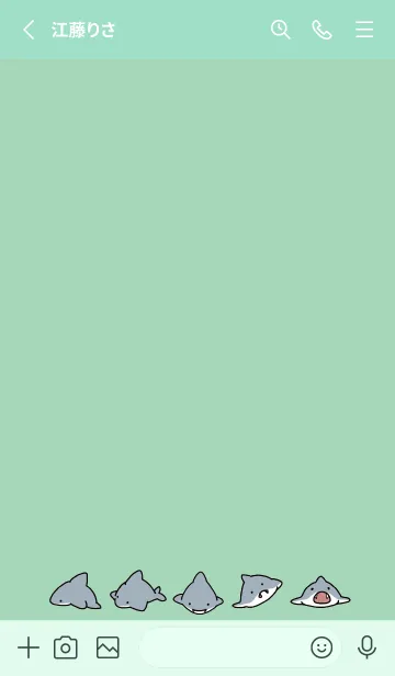 [LINE着せ替え] ミントグリーン : シンプルなサメ.の画像2