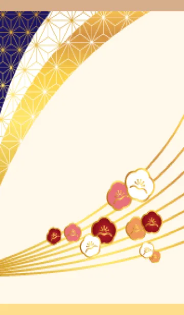 [LINE着せ替え] 和柄と梅 薄茶と黄色の画像1