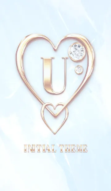 [LINE着せ替え] 【 U 】 Heart Charm & Initial - Blue 1の画像1