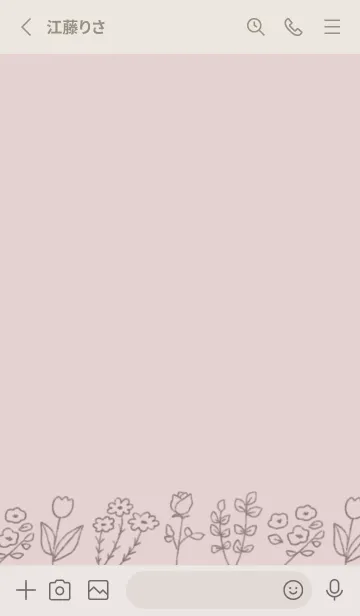 [LINE着せ替え] シンプルくすみピンクと線画の花の画像2