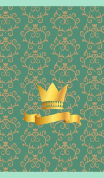[LINE着せ替え] 洋風の柄と王冠 青緑の画像1