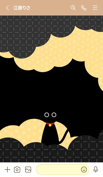 [LINE着せ替え] 暗闇の黒猫 薄茶と黄色の画像2