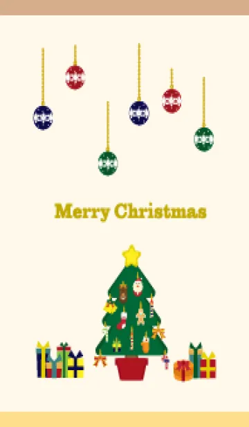 [LINE着せ替え] クリスマスツリーとオーナメント 薄茶黄色の画像1