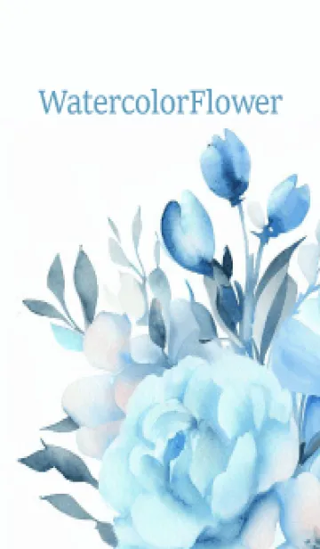 Watercolor Lightblue Flower-hisatoto-52の着せ替えメイン画像