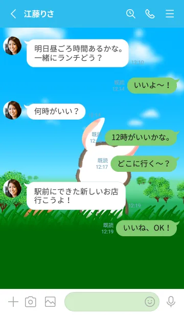 [LINE着せ替え] 草原の白うさぎ（人参、修正版）の画像3