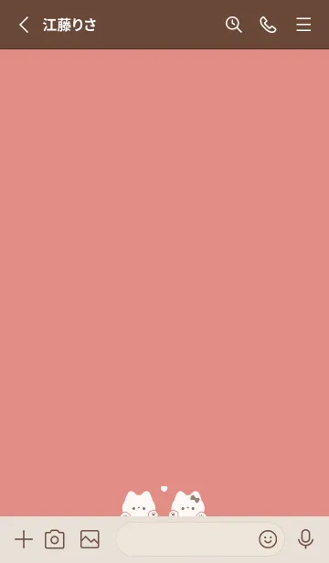 [LINE着せ替え] ねことハート. レッドブラウンの画像2