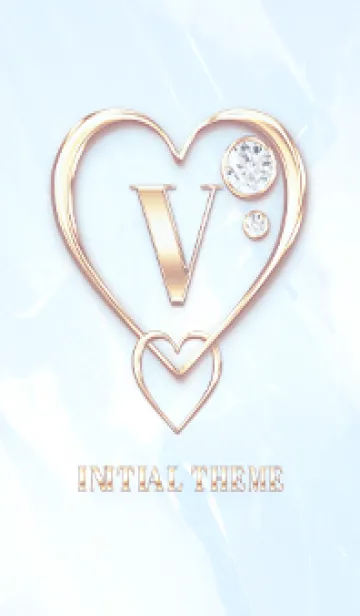 [LINE着せ替え] 【 V 】 Heart Charm & Initial - Blue 1の画像1