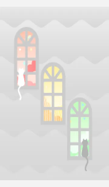 [LINE着せ替え] 窓辺の二匹の猫 白の画像1